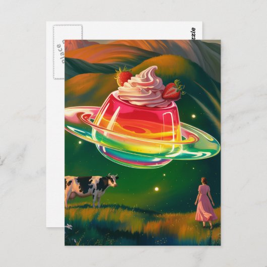 Carte Postale UFO de friandise surréaliste (Devant / Derrière)