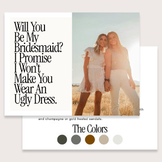 Carte Postale Ugly Dress Retro Photo Be My Bridesmaid