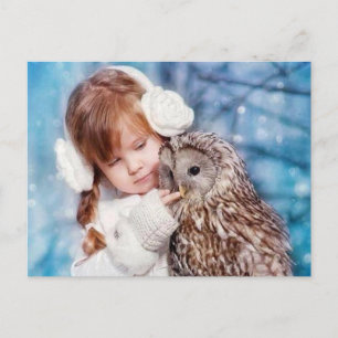 Carte Postale uil en meisje