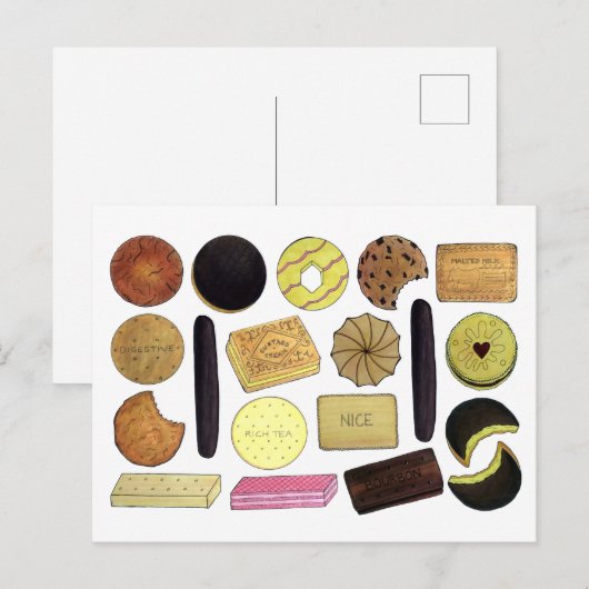 Carte Postale UK British Biscuits Shortbread Rich Tea Digestives (Devant / Derrière)