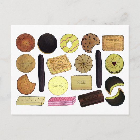 Carte Postale UK British Biscuits Shortbread Rich Tea Digestives (Devant)