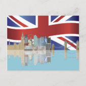 Carte Postale UK London Skyline with Union Jack Flag Postcard (Devant)
