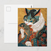 Carte Postale Ukiyo-e Cat | Art japonais (Devant / Derrière)