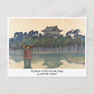 Carte Postale ukiyo-e japonaise vintage classique paysage pluvie