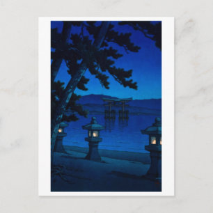 Carte Postale ukiyoe [hasui] A02 Nuit au clair de lune à Miyajim