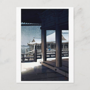 Carte Postale ukiyoe [hasui] A09 Soir enneigé à Kiyomizu-dera