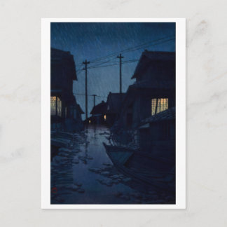 Carte Postale ukiyoe [hasui] A21 Pluie nocturne à Kawarago