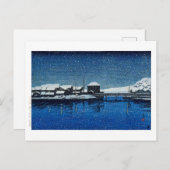 Carte Postale ukiyoe [hasui] C22 Port d'Ebisu, île de Sado (Devant / Derrière)