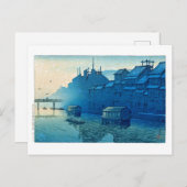 Carte Postale ukiyoe [hasui] C29 Matin à Dotonbori, Osaka (Devant / Derrière)