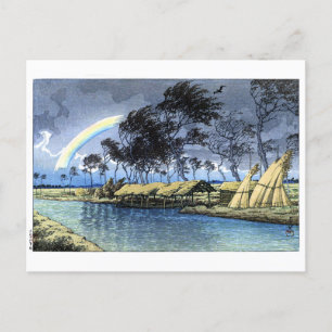 Carte Postale ukiyoe hasui n02 Hatta, Kaga An Autumn Rainbow