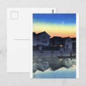 Carte Postale ukiyoe hasui n08 Matsue, Izumo (lune de croissant) (Devant / Derrière)