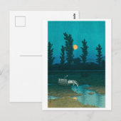 Carte Postale ukiyoe Hasui N°52 Clair de lune sur Nakanosima le  (Devant / Derrière)