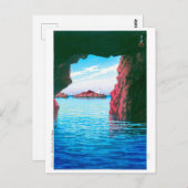 Carte Postale ukiyoe - hasui - No.47 Kojaku Cavern, Oga ... (Devant / Derrière)