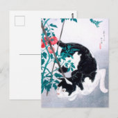 Carte Postale Ukiyoe [komei] 02 Chat avec plante tomate (Devant / Derrière)