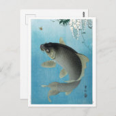 Carte Postale Ukiyoe [Koson] Carp Leaping (Devant / Derrière)