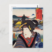 Carte Postale ukiyoe [Toyokuni] 16-11 Sten à Mishima (Devant / Derrière)