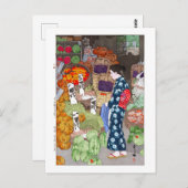 Carte Postale ukiyoe - Yoshida - 16 - Honest Greengrocery, Nezu  (Devant / Derrière)