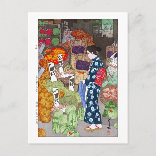 Carte Postale ukiyoe - Yoshida - 16 - Honest Greengrocery, Nezu  (Devant)
