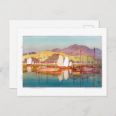 Carte Postale ukiyoe - Yoshida - 17 - En attendant la marée - (Devant / Derrière)