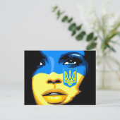 Carte Postale Ukraine Drapeau peint sur le magnifique portrait d (Debout devant)