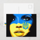Carte Postale Ukraine Drapeau peint sur le magnifique portrait d (Devant / Derrière)
