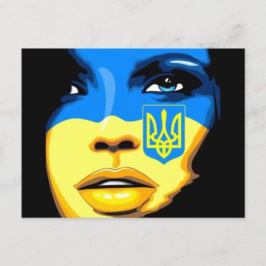 Carte Postale Ukraine Drapeau peint sur le magnifique portrait d (Devant)