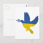 Carte Postale Ukraine Peace Dove, drapeau de la fierté ukrainien (Devant / Derrière)