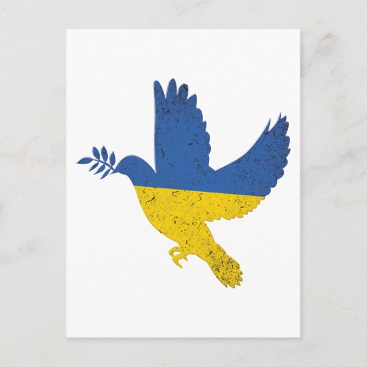 Carte Postale Ukraine Peace Dove, drapeau de la fierté ukrainien (Devant)