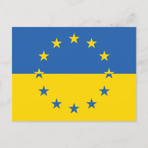 Carte Postale Ukraine Ukraine UE Europe drapeau européen