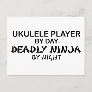 Carte Postale Ukulele Deadem Ninja par nuit