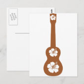 Carte Postale Ukulele et hibiscus blanc (Devant / Derrière)