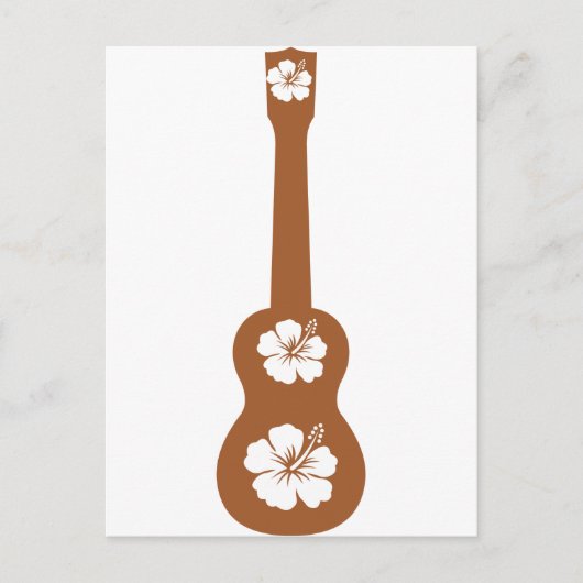 Carte Postale Ukulele et hibiscus blanc (Devant)