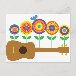 Carte Postale Ukulele Flowers