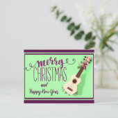 Carte Postale Ukulele Joyeux Noël et Bonne Année (Debout devant)