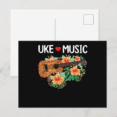 Carte Postale Ukulele Music Love Guitar Flowers Hawaii (Devant / Derrière)