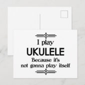 Carte Postale Ukulele - Se joue tout seul Drôle de déco musicale (Devant / Derrière)