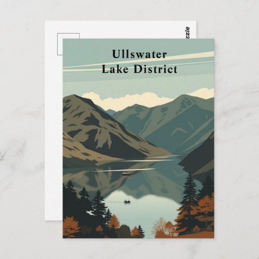 Carte Postale Ullswater, Lake District, Angleterre Travel Art (Devant / Derrière)