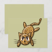 Carte Postale Ultra Mignon Anime Léopard Chatte (Devant / Derrière)