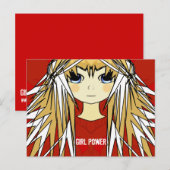 Carte Postale Ultra mignonne Anime Blonde Long cheveux puissance (Devant / Derrière)