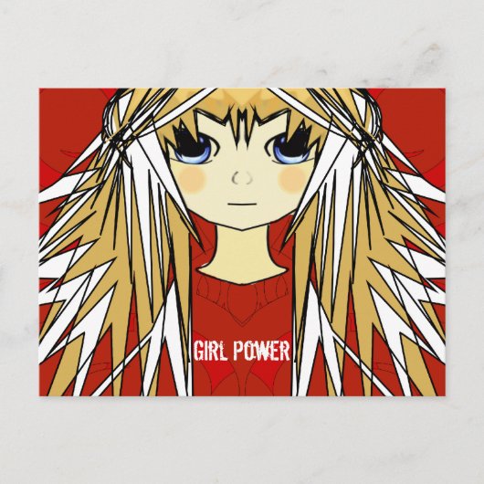 Carte Postale Ultra mignonne Anime Blonde Long cheveux puissance (Devant)