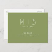 Carte Postale Ultra Moderne Monogram Moss Green Enregistrer la d (Devant / Derrière)