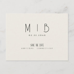 Carte Postale Ultra Moderne Monogramme Beige Save the Date