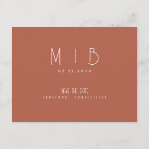 Carte Postale Ultra Moderne Monogramme Cinnamon Save the Date