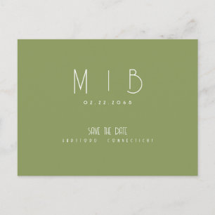 Carte Postale Ultra Moderne Monogramme Vert de Mousse Enregistre