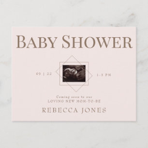 Carte Postale Ultrasons Blush Prochainement Texte Or Baby shower