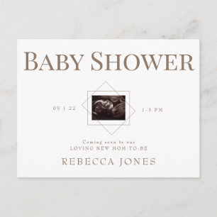 Carte Postale Ultrasons Prochainement Baby shower Gold Texte