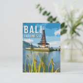 Carte Postale Ulun Danu Beratan Temple Indonésie Aquarelle (Debout devant)