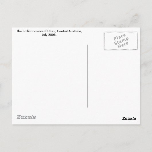 Carte Postale Uluru (Dos)