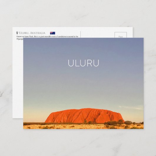 Carte Postale Uluru, Australie (Devant / Derrière)