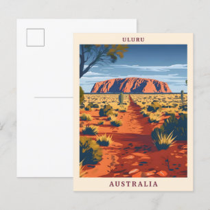 Carte Postale Uluru Australie Élégant Vintage voyage d'art